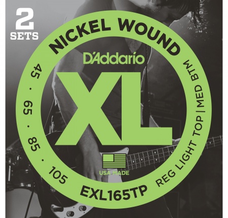 D'ADDARIO EXL165TP - струны для БАС-гитары, soft/reg, 045-105, 2 комплекта D'ADDARIO EXL165TP - струны для БАС-гитары, soft/reg, 045-105, 2 комплекта