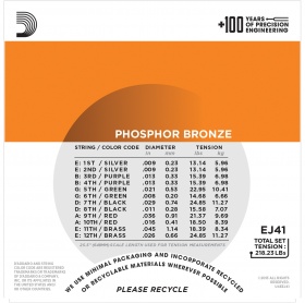 D'ADDARIO EJ41 - струны для 12-струнной гитары, с обмоткой из фосфорной бронзы, Extra Light 9-45 D'ADDARIO EJ41 - струны для 12-струнной гитары, с обмоткой из фосфорной бронзы, Extra Light 9-45