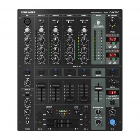 BEHRINGER DJX750 - микшер для DJ, 5 вход. канала (4 стерео, плюс микрофонный),эквалайзер