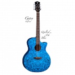 LUNA Gypsy QA TBL - акустическая гитара с вырезом,ель,цвет синий,фактура 'ясень'