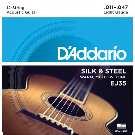 D'ADDARIO EJ35 - струны для 12-струнной гитары, шёлк/сталь 11-47 D'ADDARIO EJ35 - струны для 12-струнной гитары, шёлк/сталь 11-47