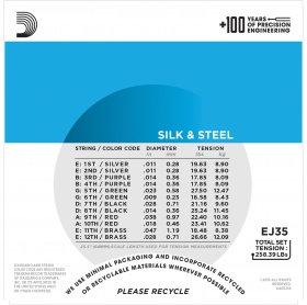 D'ADDARIO EJ35 - струны для 12-струнной гитары, шёлк/сталь 11-47 D'ADDARIO EJ35 - струны для 12-струнной гитары, шёлк/сталь 11-47