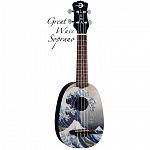 LUNA UKE GWS - укулеле, корпус 'pineaple', с чехлом, рисунок 'Большая волна' художника Хокусай