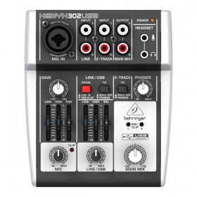 BEHRINGER 302USB - 5-вход. микшерный пульт, с микрофонными предусилит. XENYX, USB/аудио интерфейсом BEHRINGER 302USB - 5-вход. микшерный пульт, с микрофонными предусилит. XENYX, USB/аудио интерфейсом