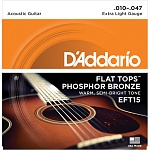D'ADDARIO EFT15 - струны для акустической гитары, фосфор/бронза, полир, Extra Light 10-47*