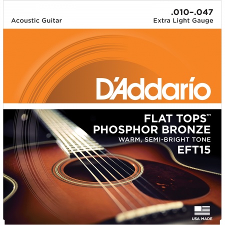 D'ADDARIO EFT15 - струны для акустической гитары, фосфор/бронза, полир, Extra Light 10-47* D'ADDARIO EFT15 - струны для акустической гитары, фосфор/бронза, полир, Extra Light 10-47*