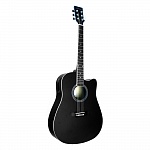 BEAUMONT DG80CE BK - электроакустическая гитара с вырезом, корпус липа, цвет черный, матовый