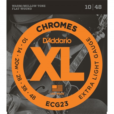 D'ADDARIO ECG23 - струны для электрогитары, Extra Light, хром, 3-я в оплётке, 10-48