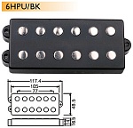 DR. PARTS 6HPU/BK - звукосниматель humb для 6-струнной бас гитары, открытый, чёрн.