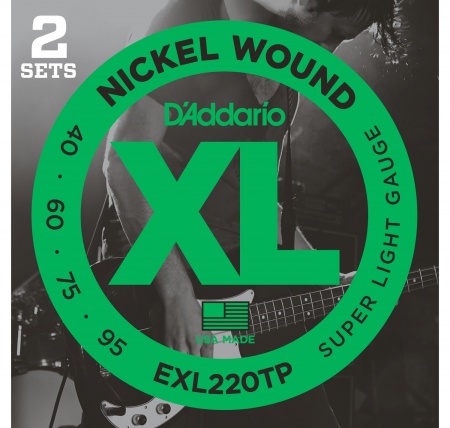 D'ADDARIO EXL220TP - струны для БАС-гитары Super Long/Soft Long 40-95, 2 комплекта D'ADDARIO EXL220TP - струны для БАС-гитары Super Long/Soft Long 40-95, 2 комплекта