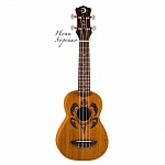 LUNA UKE HONU - укулеле, сопрано, чехол в комплекте, коричневая, гавайские узоры